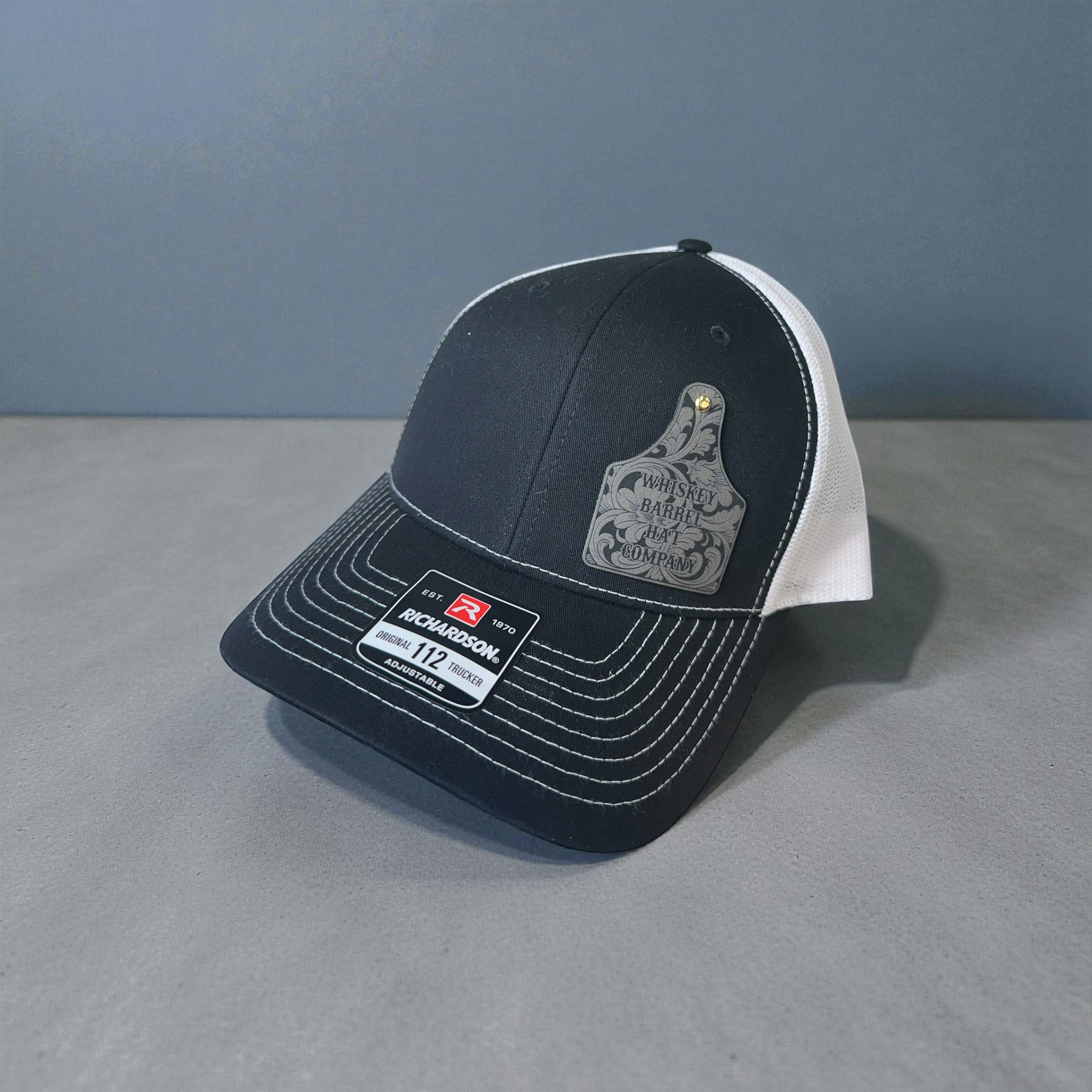 Whiskey Barrel Hat Comapny Black & White Trucker