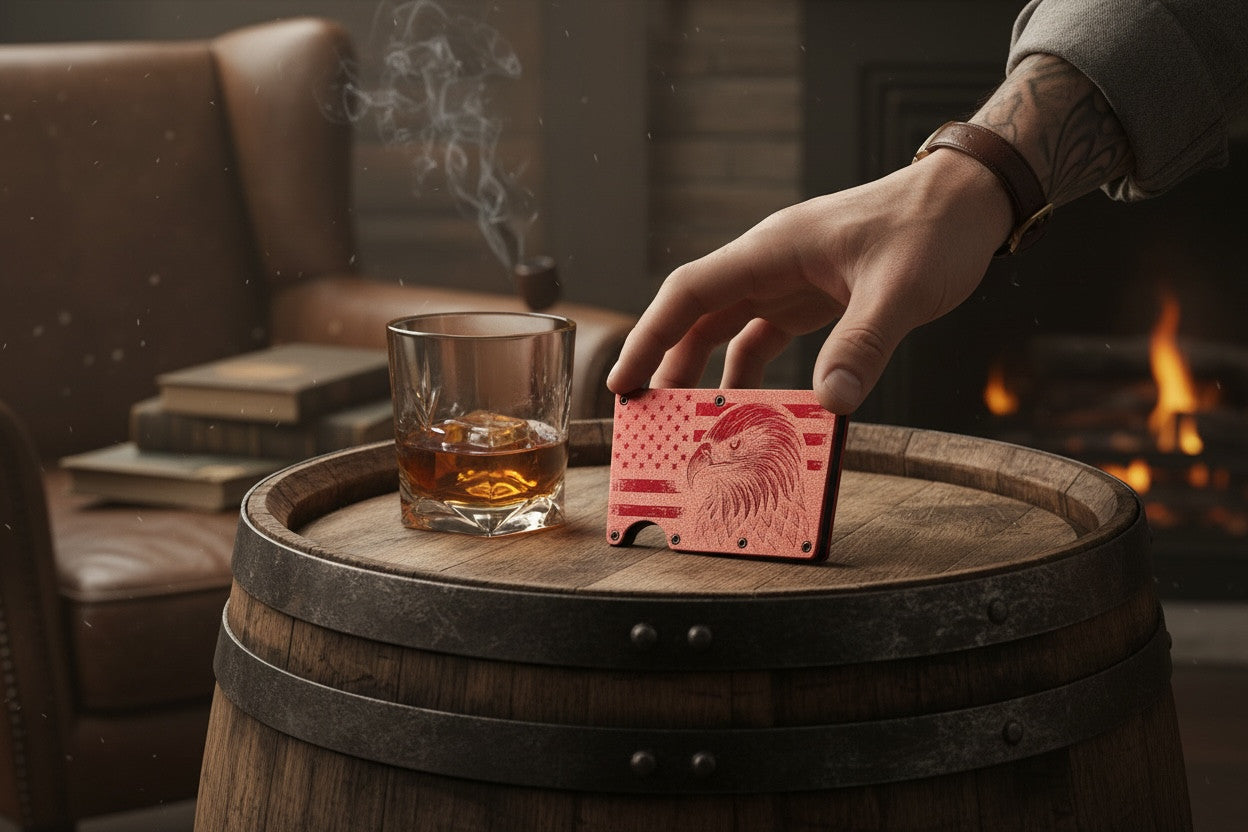 Red Eagle Engraved RFID Metal Wallet