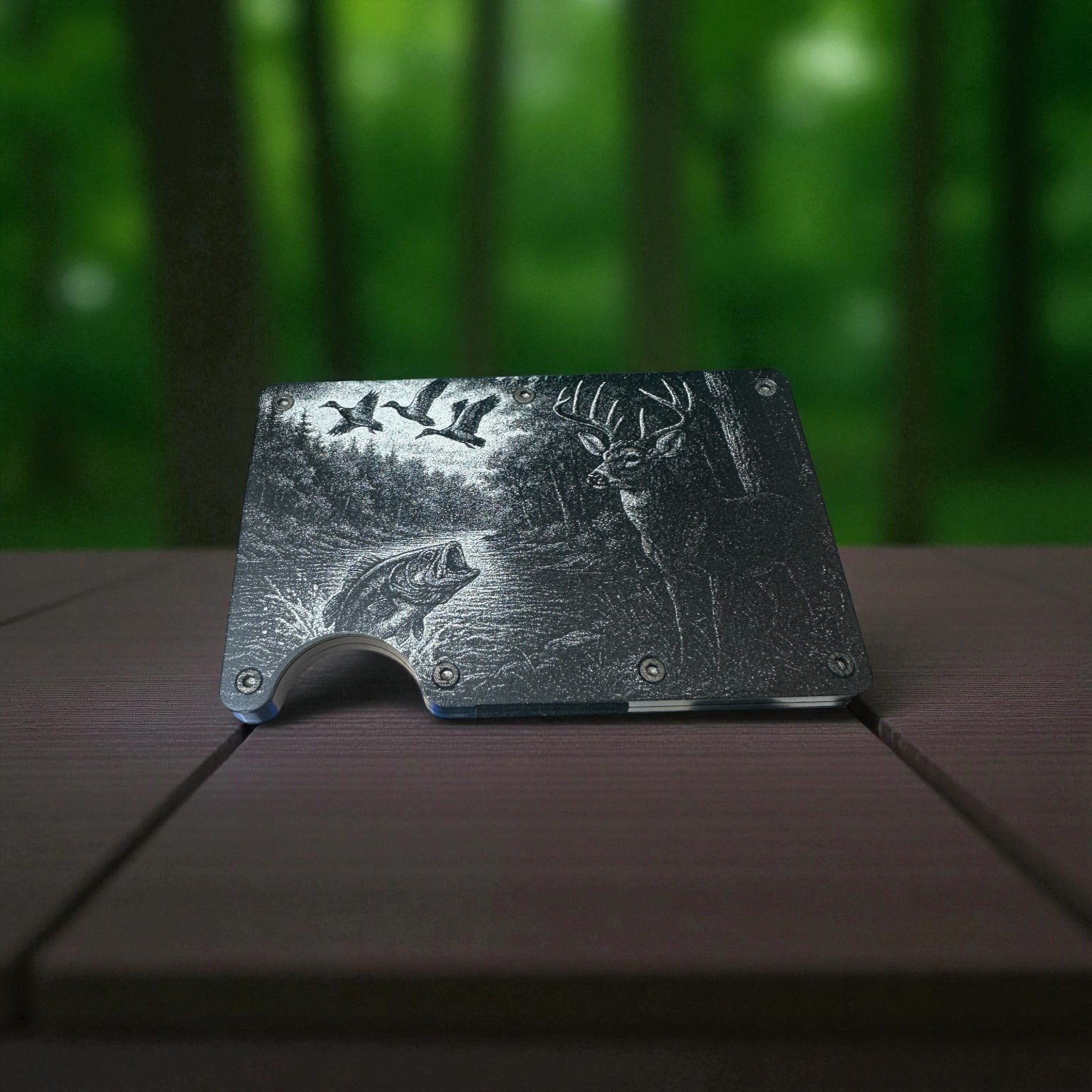 Engraved Outdoorsman RFID Metal Wallet