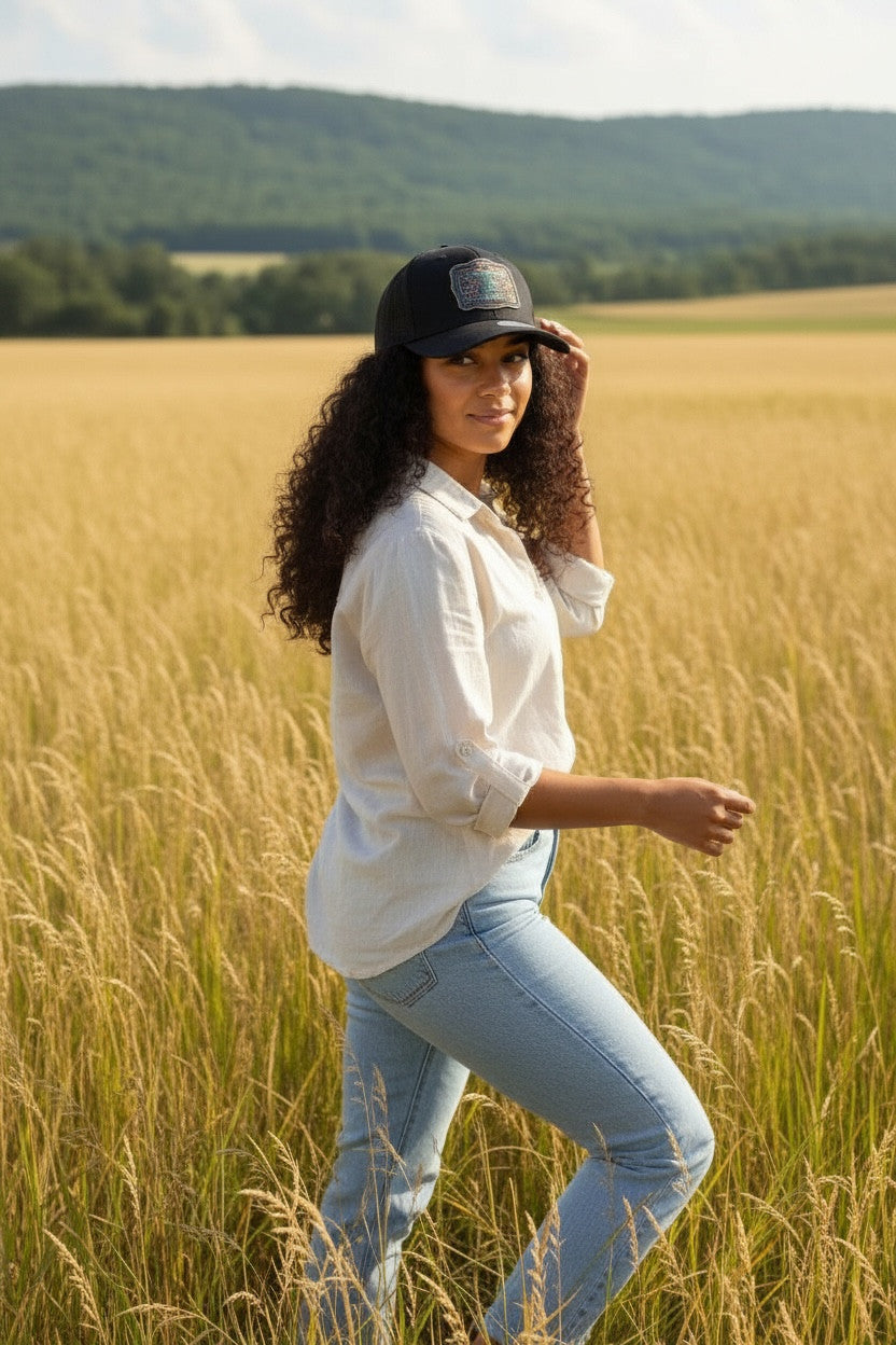 Whiskey Barrel Black Mesh Trucker Hat