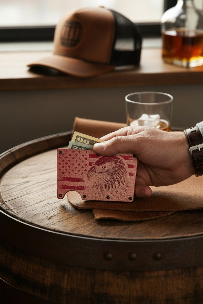 Red Eagle Engraved RFID Metal Wallet