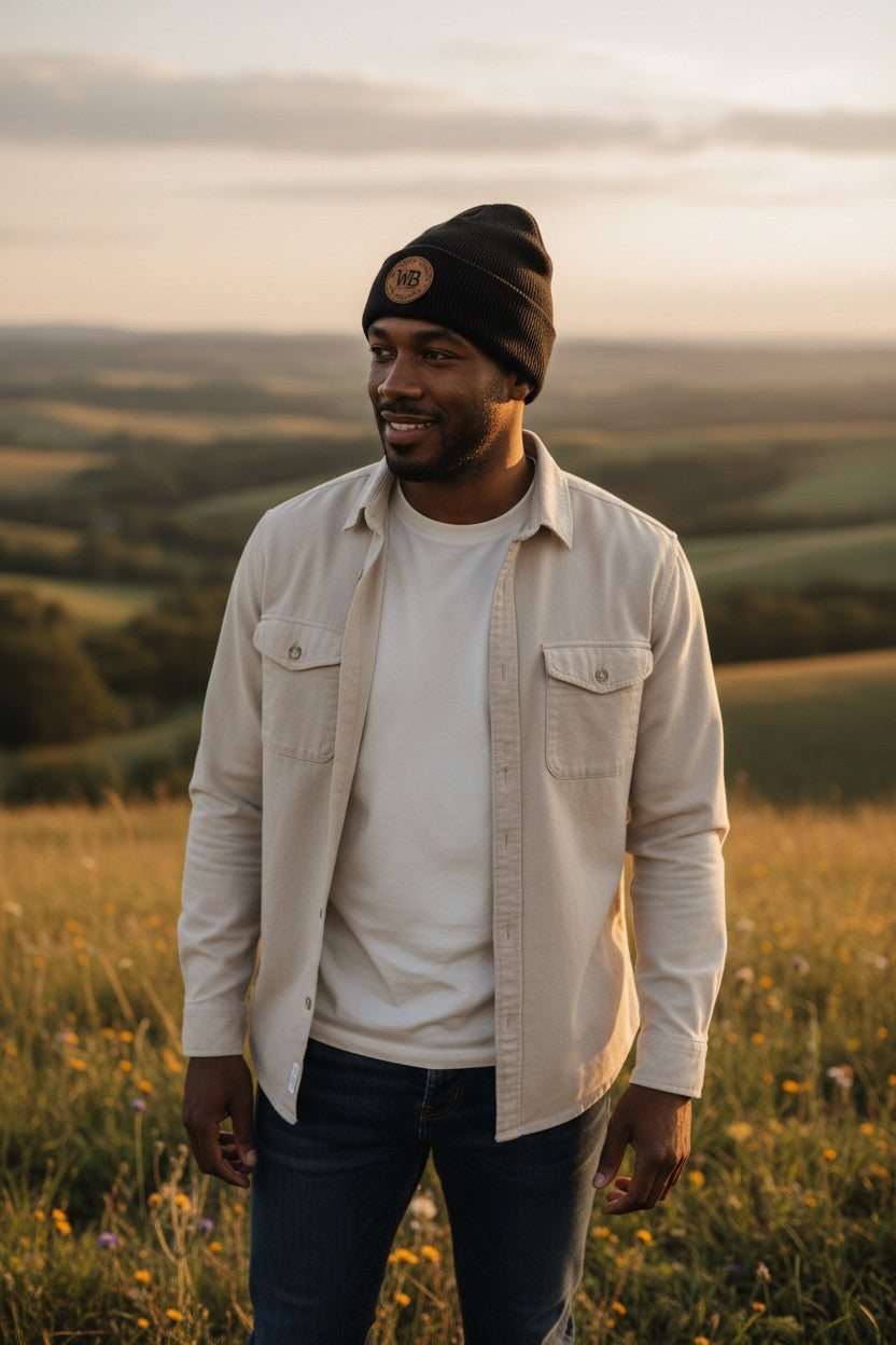 Whiskey Barrel Classic Leather-Patch Beanie