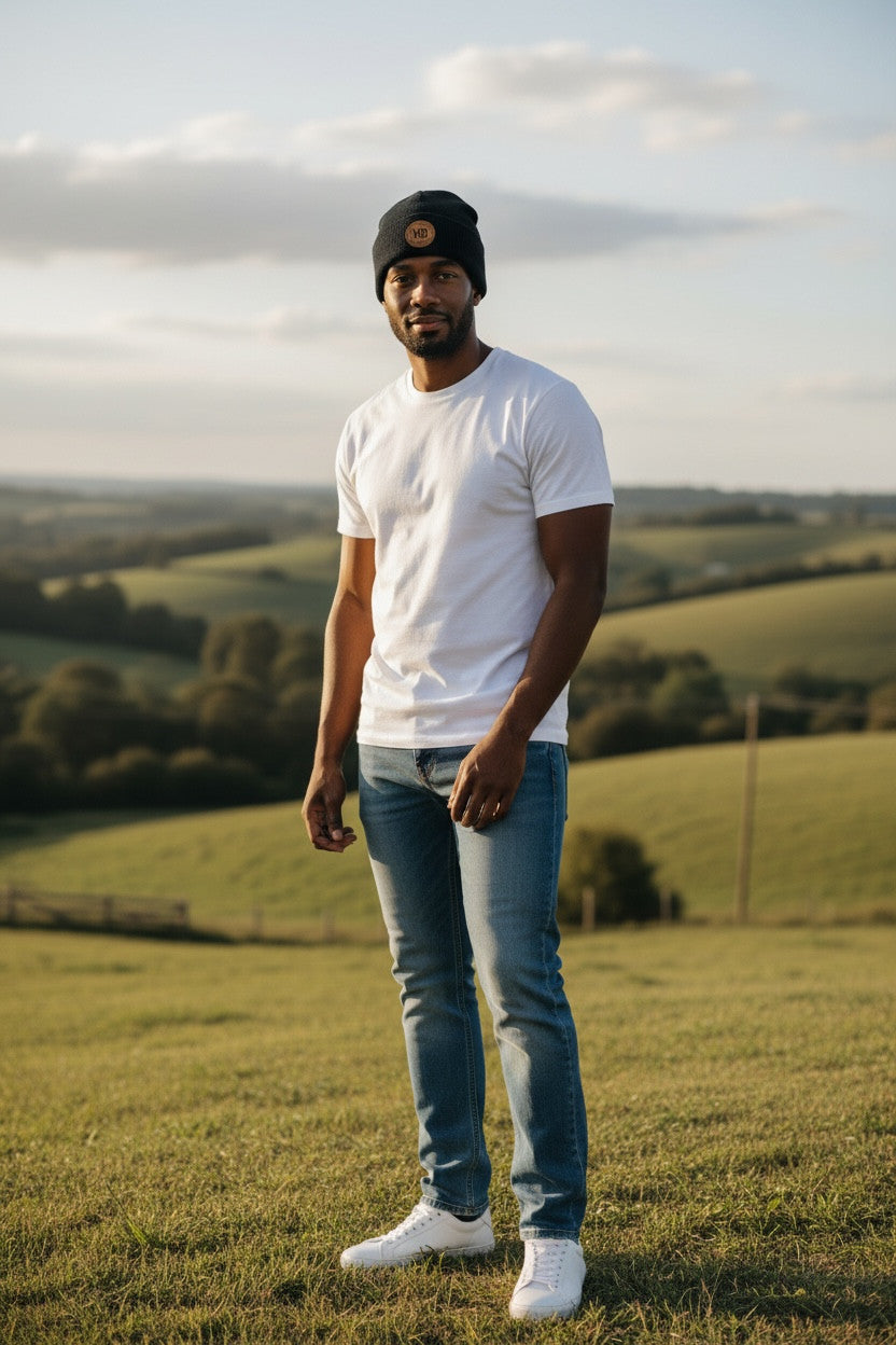 Whiskey Barrel Classic Leather-Patch Beanie