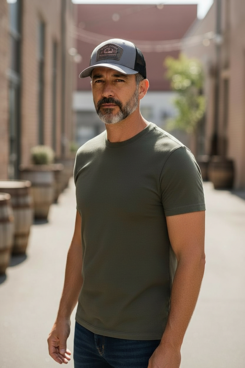 Steel Gray Whiskery Barrel Performance Trucker Hat