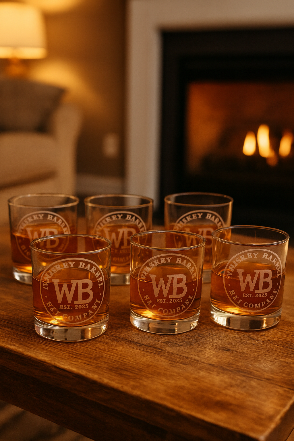 Whiskey Barrel Hat Company Etched Rocks Glass (Set of 6)
