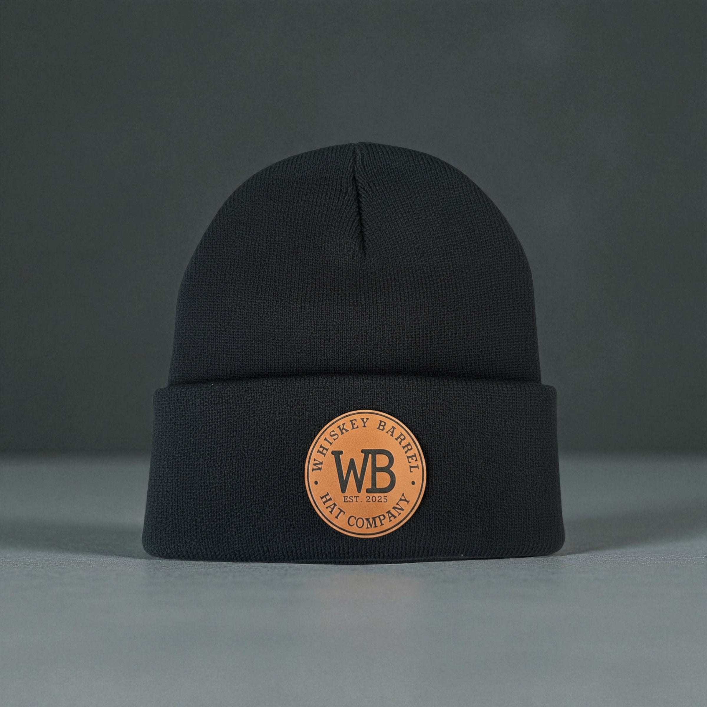 Whiskey Barrel Classic Leather-Patch Beanie