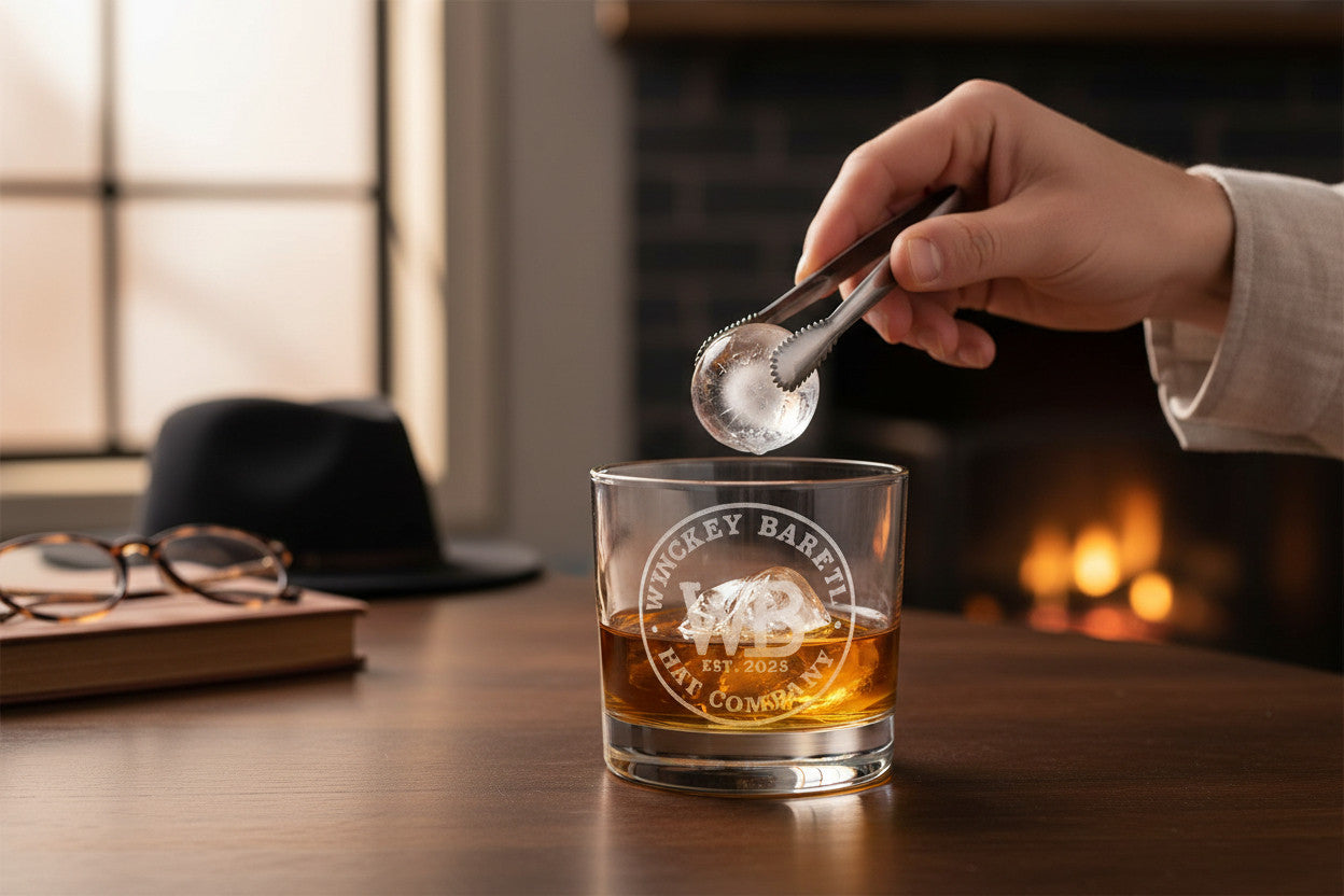 Whiskey Barrel Hat Company Etched Rocks Glass (Set of 6)