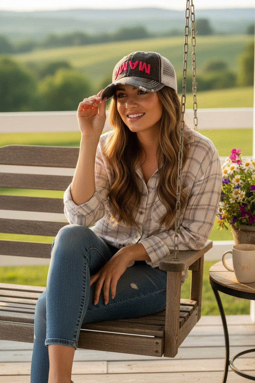 MAMA – Distressed Trucker Hat