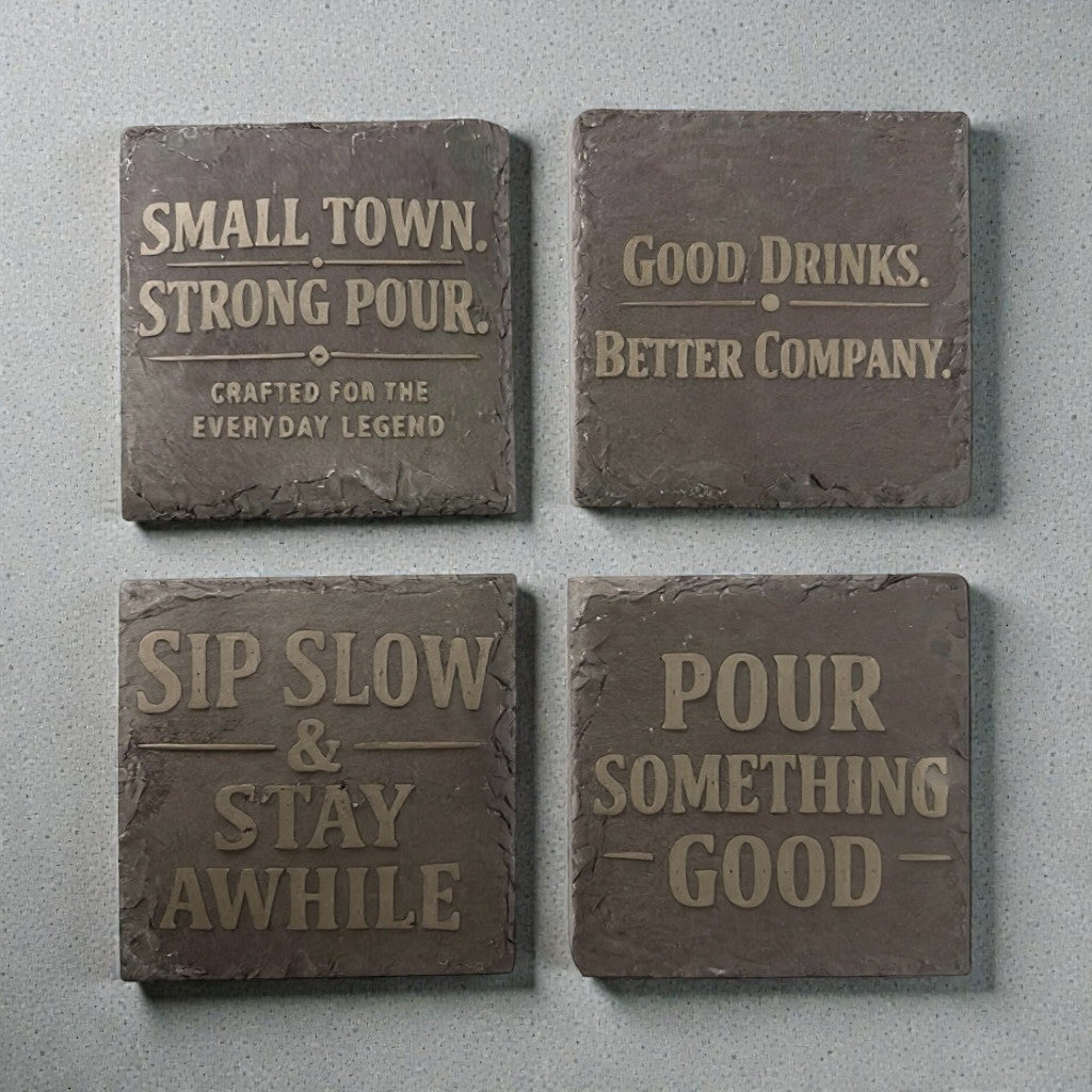 Whiskey Barrel Granite Coaster Set