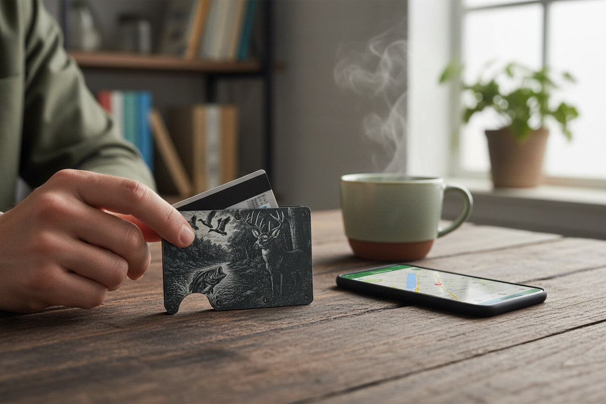 Engraved Outdoorsman RFID Metal Wallet