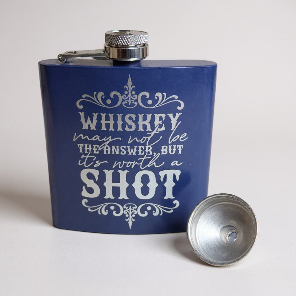 Whiskey Barrel Hat Company Engraved Flask