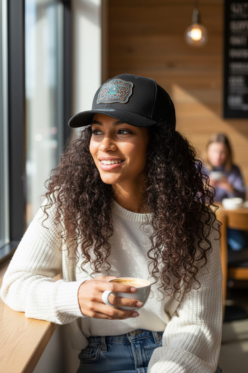 Whiskey Barrel Black Mesh Trucker Hat